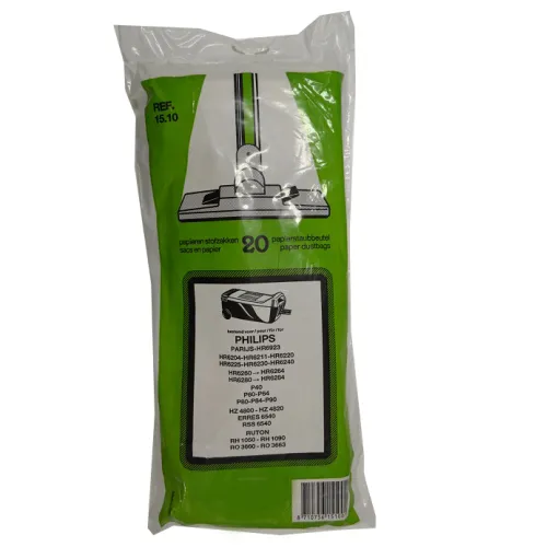 Stofzuigerzakken Philips Parijs, HR6923, HR6204, HR6211, HR6220, HR6225, HR6230, HR6240, HR6260 – HR6264, HR6280 – HR6284, P40, P60, P64, P80, P84, P90, HZ4800, HZ4820, ERRES 6549, RSS 6540, RUTON RH1050, RH1090, RO3660, RO3663